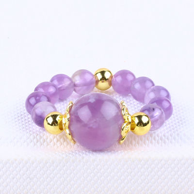 دست سازي منحصر به فرد 4MM Amethyst کریستال سنگ قیمتی حلقه انعطاف پذیر برای پوشیدن روزانه