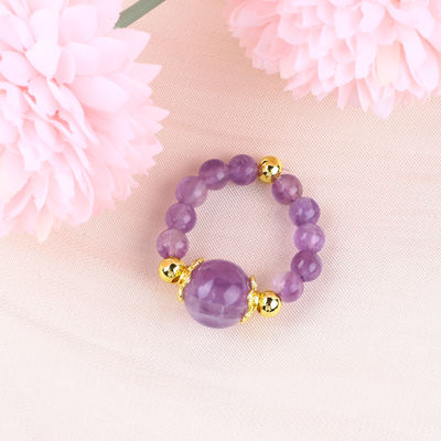 دست سازي منحصر به فرد 4MM Amethyst کریستال سنگ قیمتی حلقه انعطاف پذیر برای پوشیدن روزانه