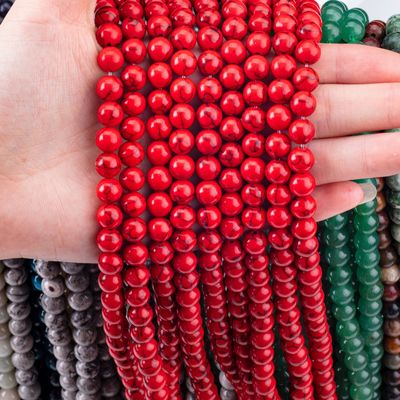 8 میلی متری سنگ قیمتی قرمز فیروزه ای مصنوعی سنگ کریستالی برای ساخت جواهرات