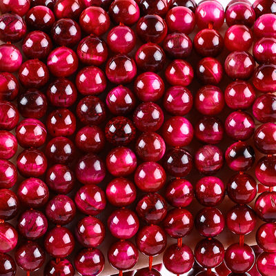 8mm گلابي قرمز چشم ببر سنگ قیمتی شفا گلابی کریستال سنگ گنجی برای ساخت جواهرات
