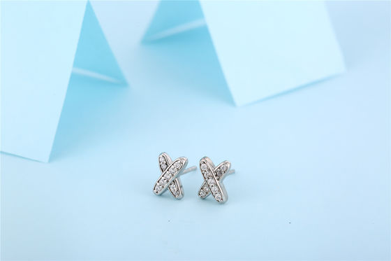 X Shape 925 Moissanite Stud گوشواره های نقره ای جواهرات