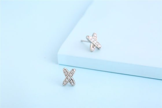 X Shape 925 Moissanite Stud گوشواره های نقره ای جواهرات