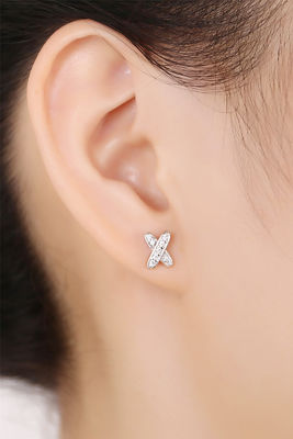 X Shape 925 Moissanite Stud گوشواره های نقره ای جواهرات
