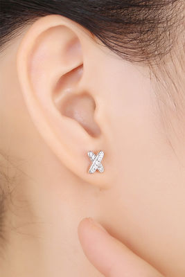 X Shape 925 Moissanite Stud گوشواره های نقره ای جواهرات