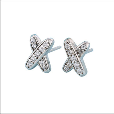 X Shape 925 Moissanite Stud گوشواره های نقره ای جواهرات