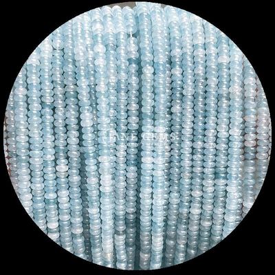 سنگ های قیمتی گنجی اندازه سفارشی Rondelle اباکوس شکل سنگ قیمتی دیوانه Agate Aquamarine رشته های گنجی گنجی برای ساخت جواهرات