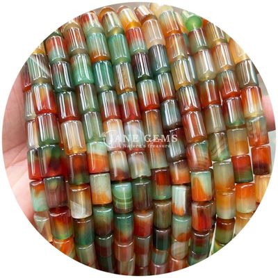 عمده فروشی سنگ قیمتی کریستال طبیعی گره های شکل سیلندر آژیت خطی گره های سیلندر گره های گشوده لوازم جانبی برای جواهرات DIY