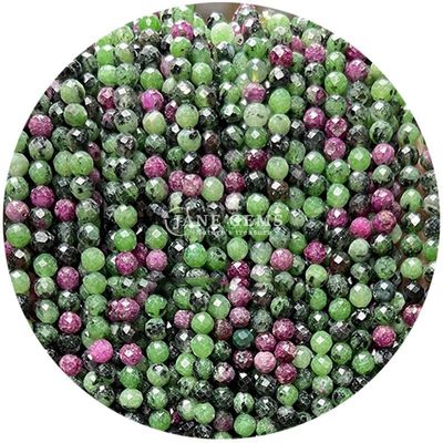 سنگ های قیمتی گنجی کریستال طبیعی شکل گرد شکل کوچک Dalmatian Jasper Ruby Zoisite رشته های گنجی آزاد برای دستبندهای