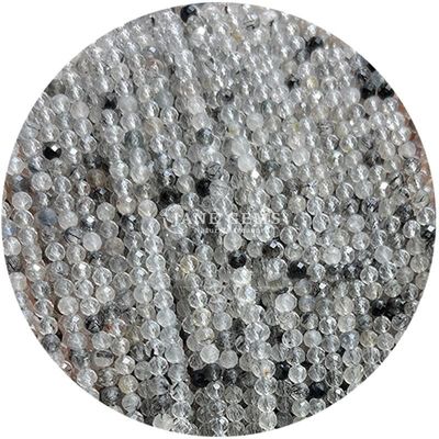 سنگ های قیمتی گنجی کریستال طبیعی شکل گرد شکل کوچک مورگانیت سیاه Rutilated کوارتز رشته های گنجی آزاد برای دستبنده