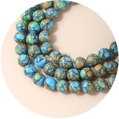 عمده فروشی Howlite سنگ گرد گره های گشوده فیروزه گره های گشوده گره های گرد فاصله برای ساخت جواهرات