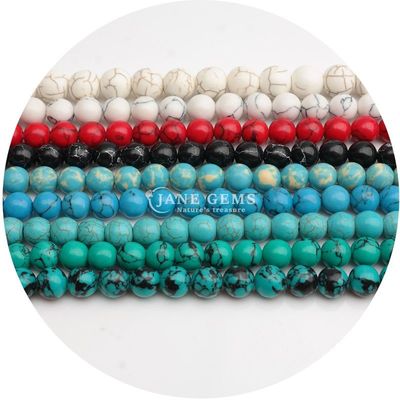 عمده فروشی Howlite سنگ گرد گره های گشوده فیروزه گره های گشوده گره های گرد فاصله برای ساخت جواهرات