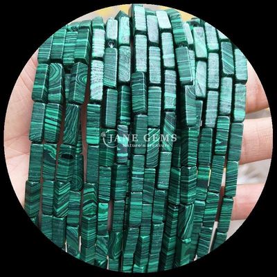یکاکیت طبیعی مالاکیت مستطیل شکل مربع سنگ قیمتی رشته های مروارید برای جواهرات DIY