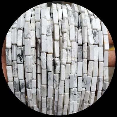 سنگ قیمتی طبیعی شکل مستطیل شکل لیمو جید هاولیت رشته های گشاده برای DIY