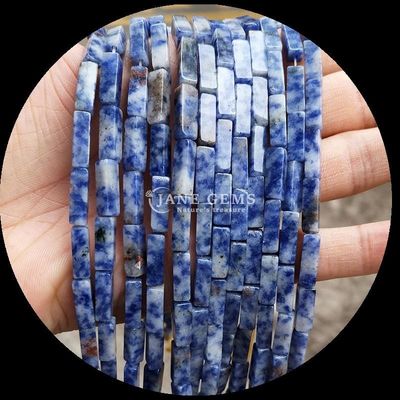 سنگ قیمتی طبیعی شکل مستطیل شکل لیمو جید هاولیت رشته های گشاده برای DIY