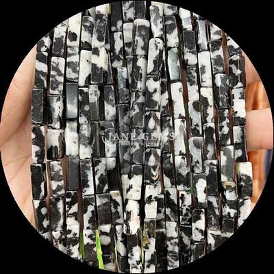 مستطیل زبرا یاسپی Lapis Lazuli سنگ قیمتی مروارید رشته های گشاده برای ساخت جواهرات