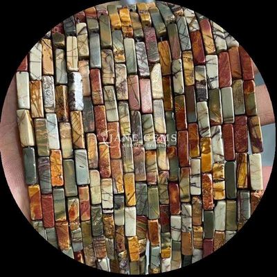 مستطیل زبرا یاسپی Lapis Lazuli سنگ قیمتی مروارید رشته های گشاده برای ساخت جواهرات