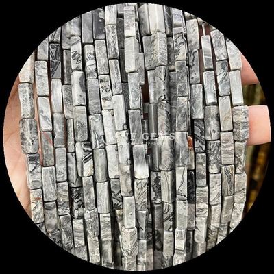 پولیش شده پایان مستطیل جواهرات گوهر بنفش کلسدونی نقشه جاسپر 4x13mm برای جواهرات DIY