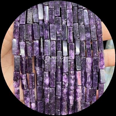 پولیش شده پایان مستطیل جواهرات گوهر بنفش کلسدونی نقشه جاسپر 4x13mm برای جواهرات DIY