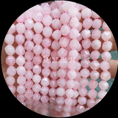 سنگ های قیمتی طبیعی شکل صورت دار رز کوارتز تورمالین رشته های گشوده برای ساخت جواهرات