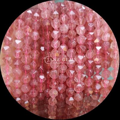 سنگ های قیمتی طبیعی شکل صورت دار رز کوارتز تورمالین رشته های گشوده برای ساخت جواهرات