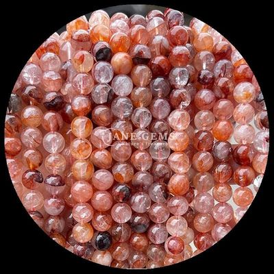 سنگ قیمتی گرد کوارتز آتش کوارتز دوددار رشته های گنجی در رنگ های مختلف برای ساخت جواهرات DIY