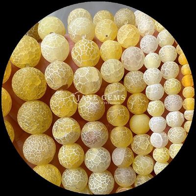 سنگ قیمتی شکل گرد گنجی زرد آبی آب و هوا شده Agate رشته های گشاده برای جواهرات DIY