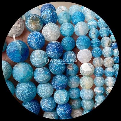 سنگ قیمتی شکل گرد گنجی زرد آبی آب و هوا شده Agate رشته های گشاده برای جواهرات DIY