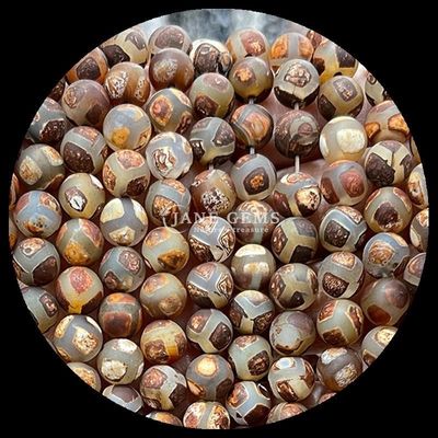 ساخت جواهرات DIY ضروری چند رنگ Tibatan Agate Beads سه چشم Dzi رشته های گره باز با تکنیک پولیش شده