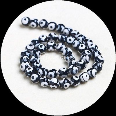 شکل گرد Tibetan Agate Beads رشته های گره گشاده برای ساخت جواهرات DIY