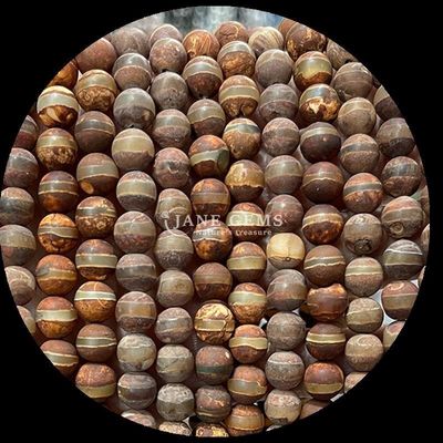 شکل گرد Tibetan Agate Beads رشته های گره گشاده برای ساخت جواهرات DIY