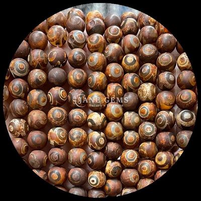 شکل گرد Tibetan Agate Beads رشته های گره گشاده برای ساخت جواهرات DIY