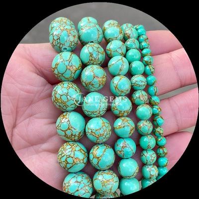 مروارید های نرم فیروزه ای برای گردنبندها و جواهرات DIY