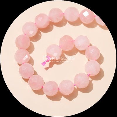 سنگ قیمتی شکل گرد موتی گلابی کوارتز شفاف کوارتز گرد صورت گشوده موتی برای مجموعه های جواهرات زیبا