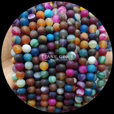 سنگ گوهر طبیعی انواع رشته ای آگات یخ زده گرد آگات رشته های گوهر گسسته کامل به مجموعه گردنبند شما